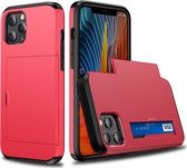 Mobigear Card Telefoonhoesje geschikt voor Apple iPhone 12 Pro Max Hoesje Hardcase Backcover Shockproof met Pasjeshouder - Rood