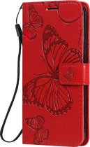 Mobigear Telefoonhoesje geschikt voor Apple iPhone 12 Pro Hoesje | Mobigear Butterfly Bookcase Portemonnee | Pasjeshouder voor 2 Pasjes | Telefoonhoesje voor Pinpas / OV Kaart / Rijbewijs - Rood
