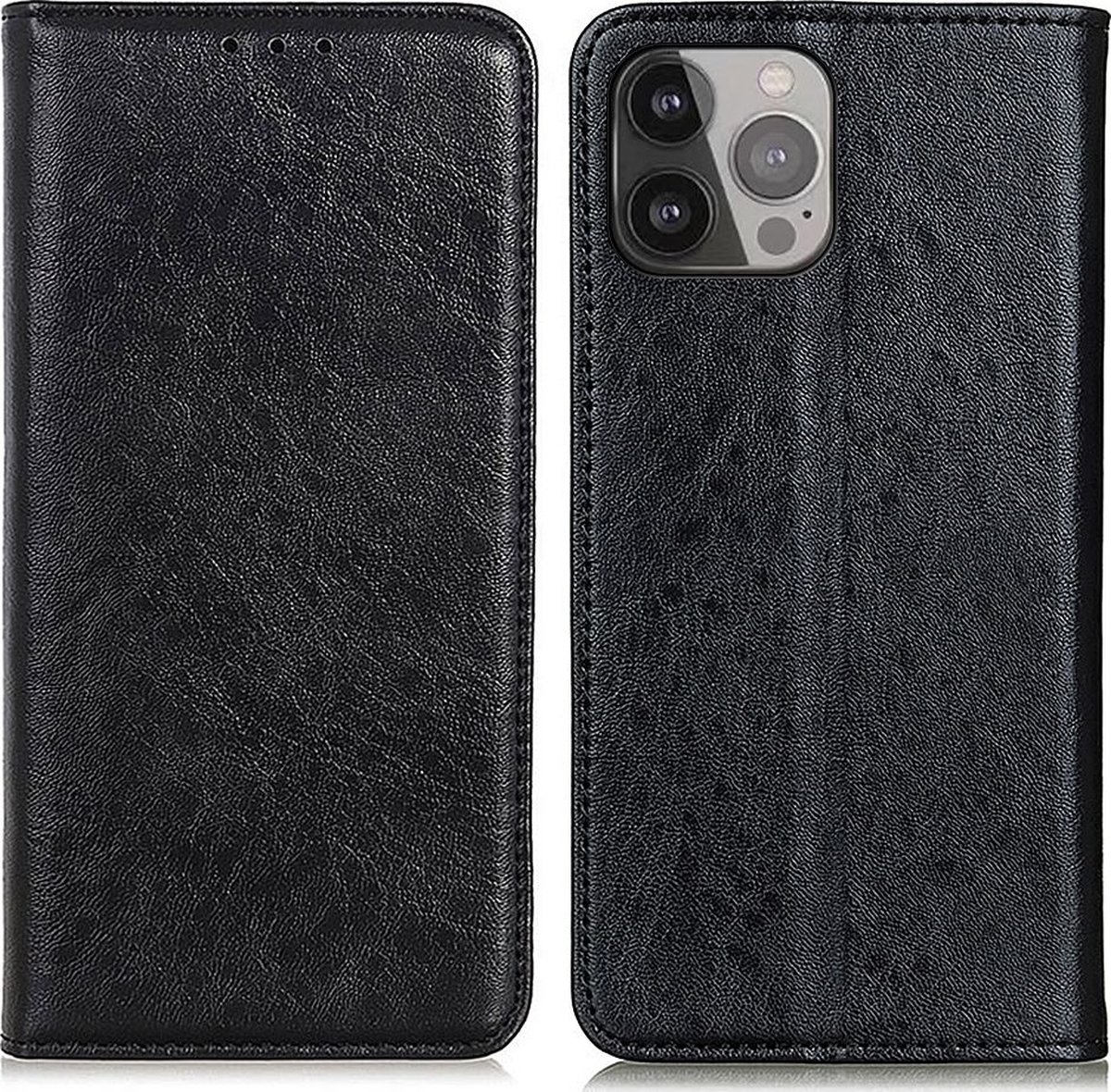 Mobigear Telefoonhoesje geschikt voor Apple iPhone 13 Pro Max Hoesje | Mobigear Classic Elegance Bookcase Portemonnee | Pasjeshouder voor 2 Pasjes | Telefoonhoesje voor Pinpas / OV Kaart / Rijbewijs - Zwart