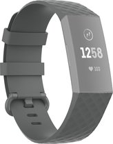 Mobigear Siliconen Watch bandje geschikt voor Fitbit Charge 4 Bandje Gespsluiting | Mobigear Cross - Grijs