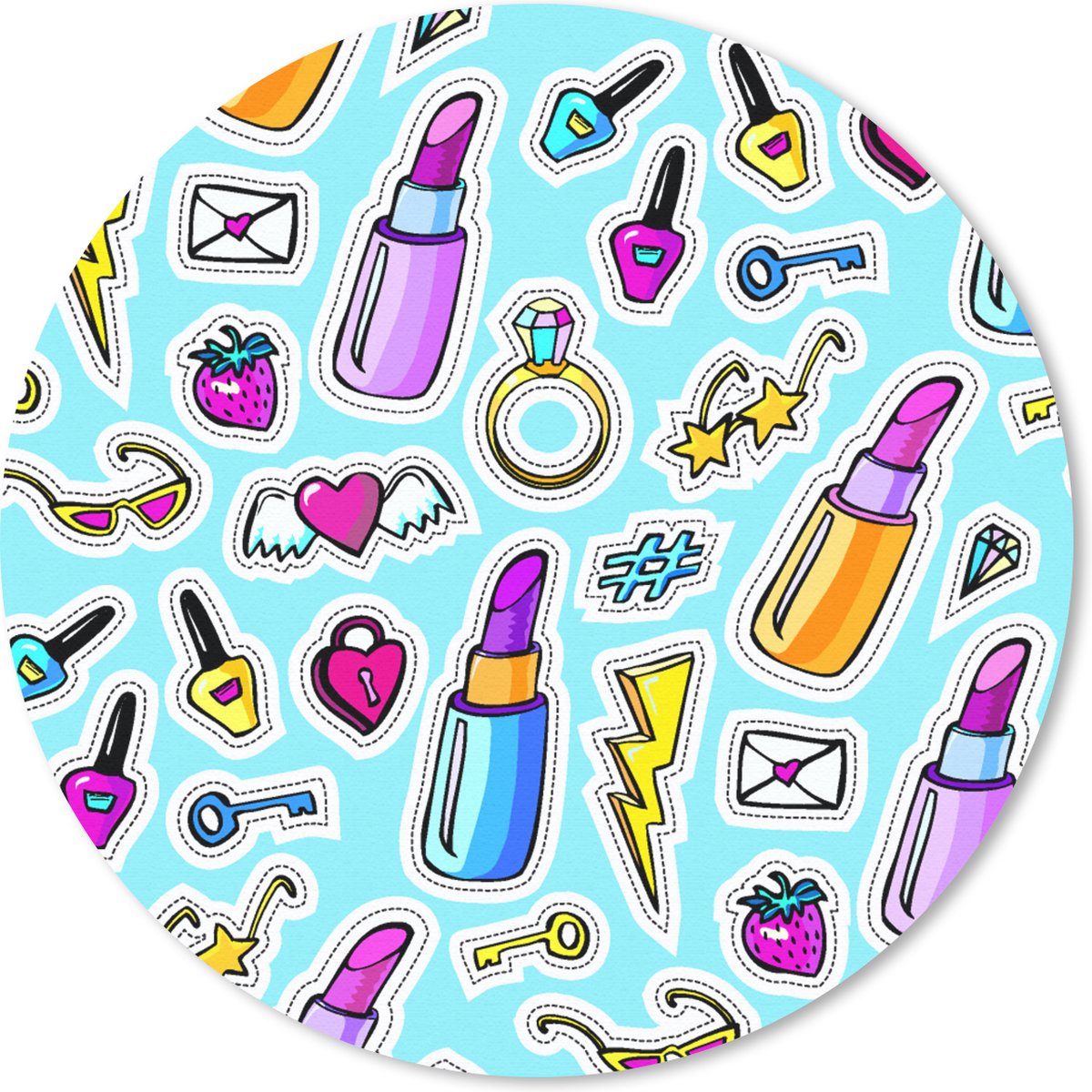 Muismat rond 30x30 cm - Mousepad Design - Sticker - Make Up - Ringen - Ronde muismatten