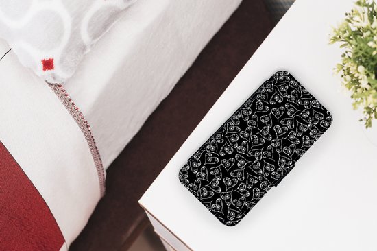 Etui pour iPhone XR Bookcase - Filles - Coeur - Fleurs - Motifs - Fille - Kids - Enfants - Enfant - Avec compartiments - Etui portefeuille avec fermeture aimantée