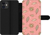 Bookcase Geschikt voor iPhone 12 Pro telefoonhoesje - Patronen - Bloemen - Bladeren - Girl - Kids - Kinderen - Met vakjes - Wallet case met magneetsluiting