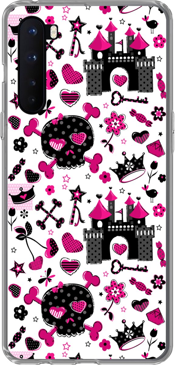 Telefoonhoesje Geschikt voor OnePlus Nord hoesje - Meiden - Kroon - Hart - Patronen - Girl - Kindje - Kinderen - Siliconen Telefoonhoesje Telefoonhoesje
