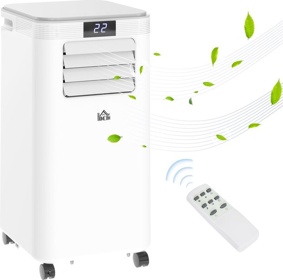 HOMCOM Mobiele airconditioner airconditioner 4 modi afstandsbediening 24u timer ABS wit 823-013V90
