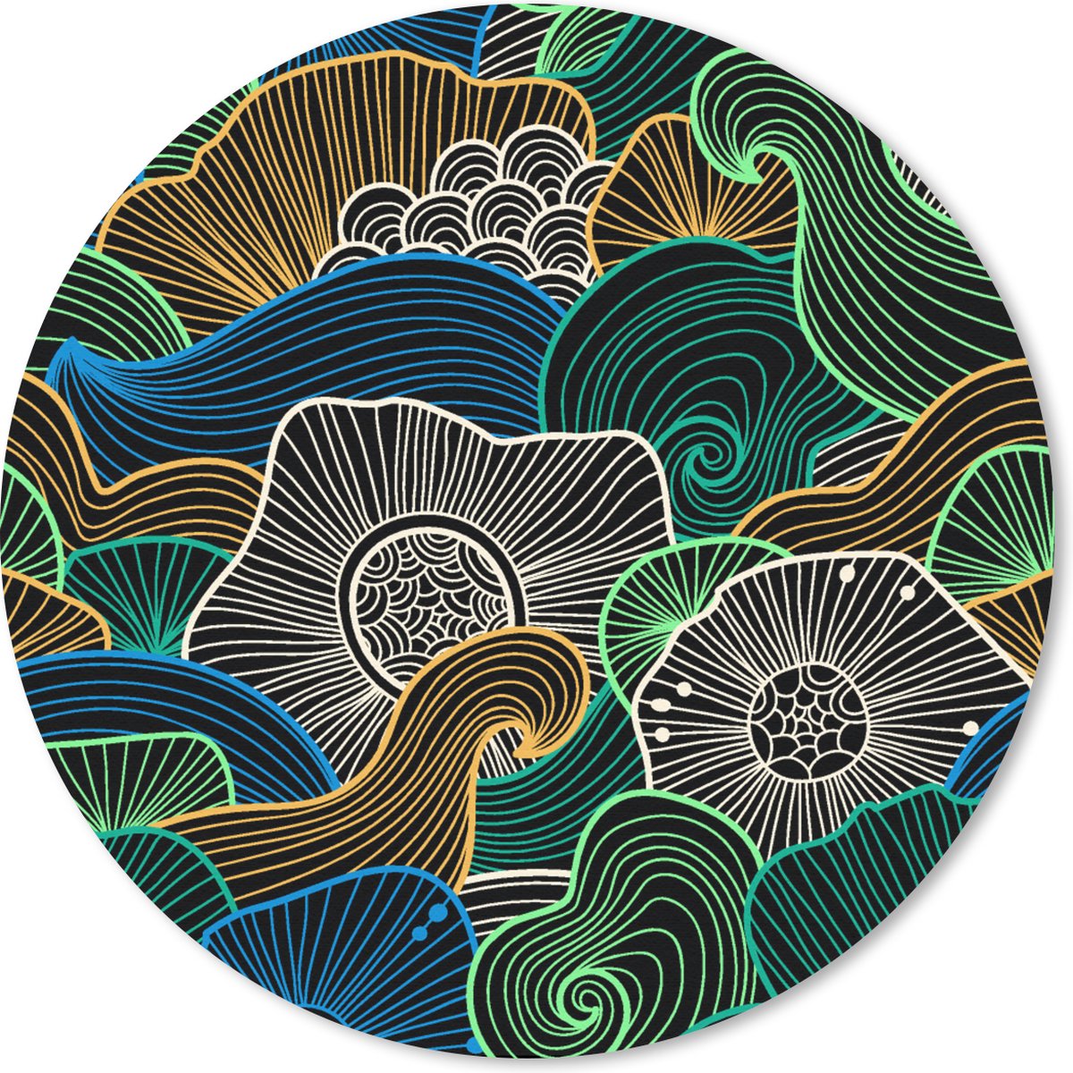 Muismat rond 20x20 cm - Mousepad Patroon - Bloemen - Glow - Ronde muismatten
