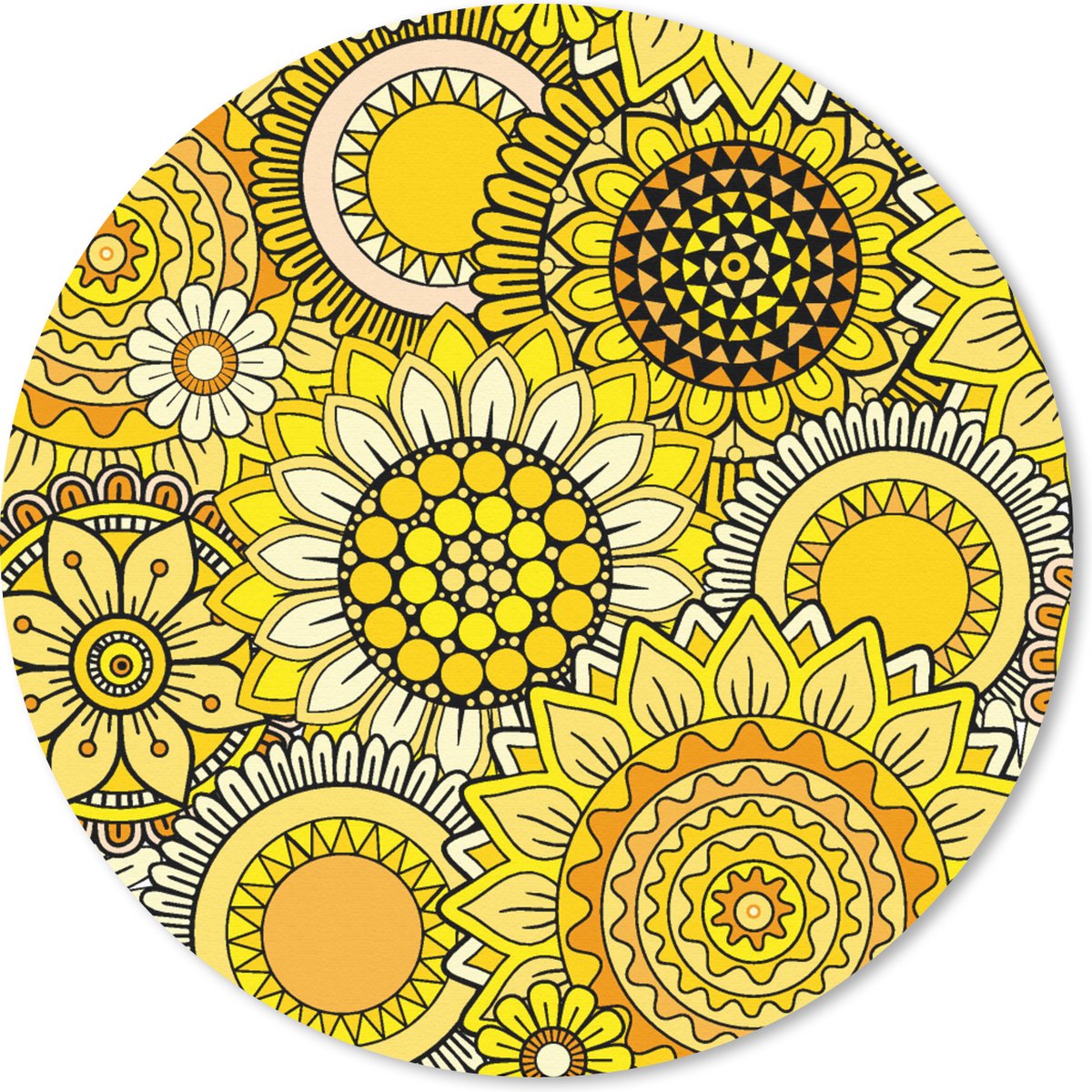 Muismat rond 30x30 cm - Mousepad Zonnebloem - Patronen - Geel - Ronde muismatten