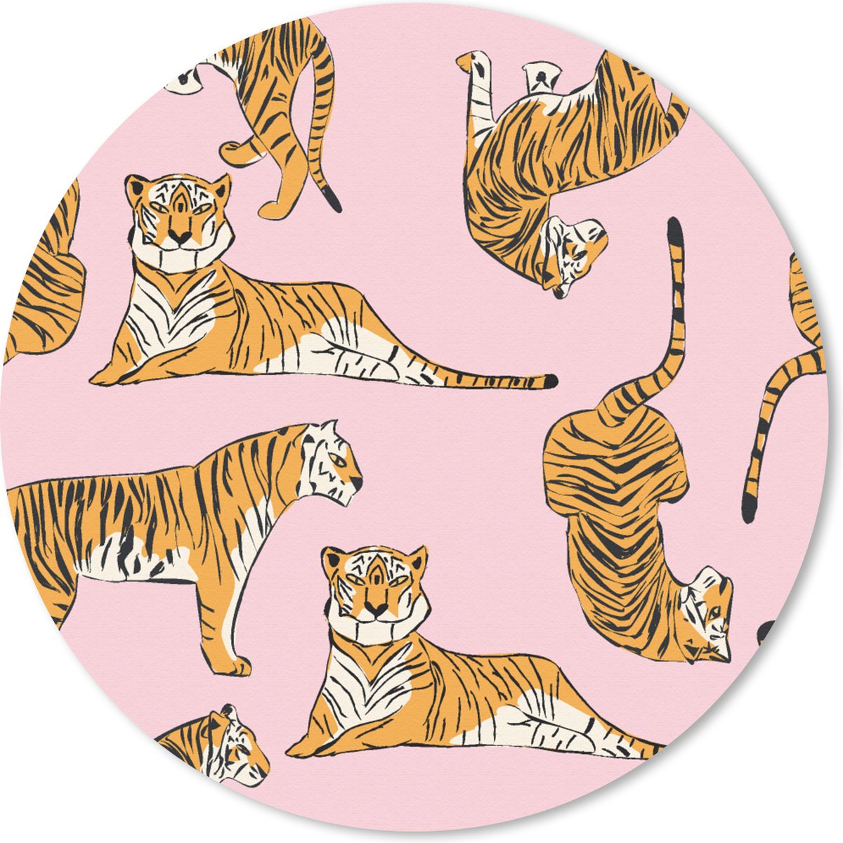 Muismat rond 30x30 cm - Mousepad Patroon - Tiger - Dieren - Ronde muismatten