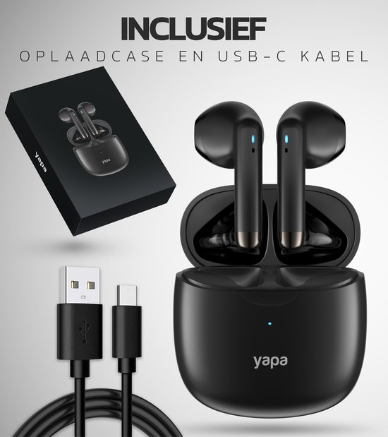 Yapa Pro Wireless Earbuds - Draadloze Oordopjes Met Bluetooth - USB-C - Zwart - Yapa Electronics