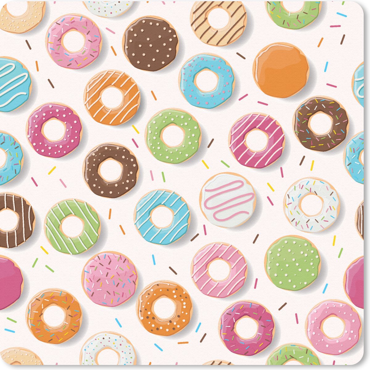 Muismat Klein - Patronen - Donut - Pastel - 20x20 cm