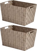 Set van 2x stuks kast/badkamer opbergmandjes beige 35 x 25 x 20 cm - Kastmandjes/lade vakverdelers - Gevlochten stof met frame