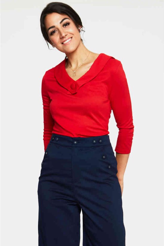 Voodoo Vixen CANIYA Vintage V-NECK Collar Retro Dreiviertelarm SHIRT Oberteil Gelb