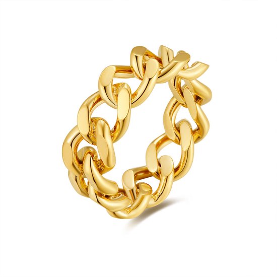 Twice As Nice Ring in goudkleurig edelstaal, dikke gourmet, 6 mm 60