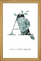 JUNIQE - Poster met houten lijst Flower Alphabet - A -20x30 /Kleurrijk