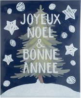 raamsticker Joyeux NoelÂ & Bonne Annee 34,5 x 28,5 cm wit