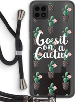 Case Company® - Samsung Galaxy A22 4G hoesje met Koord - Cactus quote - Telefoonhoesje met Zwart Koord - Bescherming aan alle Kanten en Over de Schermrand