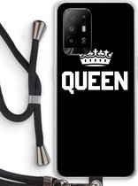 Case Company® - Oppo A94 5G hoesje met Koord - Queen zwart - Telefoonhoesje met Zwart Koord - Bescherming aan alle Kanten en Over de Schermrand