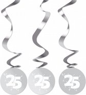 feestdecoraties zilver 25 jaar 75 cm 3 stuks