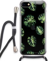 Case Company® - iPhone SE 2020 hoesje met Koord - Tropische bladeren - Telefoonhoesje met Zwart Koord - Extra Bescherming aan alle Kanten en Over de Schermrand
