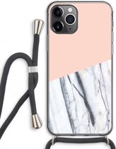 Case Company® - iPhone 11 Pro Max hoesje met Koord - A touch of peach - Telefoonhoesje met Zwart Koord - Extra Bescherming aan alle Kanten en Over de Schermrand