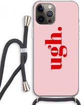 Case Company® - iPhone 12 Pro Max hoesje met Koord - Ugh - Telefoonhoesje met Zwart Koord - Extra Bescherming aan alle Kanten en Over de Schermrand