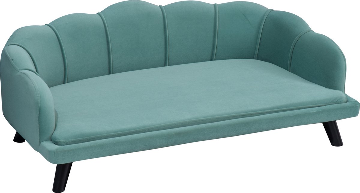 PawHut Hondenbank met rugleuning huisdierenbank hondenbed zachte bekleding kattenbank groen D04-153