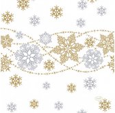 servetten Snow Glitter 3-laags 33 cm papier wit/goud