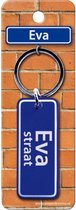 sleutelhanger straatnaam Eva 9 cm staal blauw