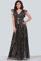 HASVEL-Maxi jurk Dames -Gaud Jurk met pailletten- Maat S-Galajurk-Avondjurk- HASVEL-Maxi Dress Women -Gold Sequin Dress - Size S-Prom Dress-Evening Dress