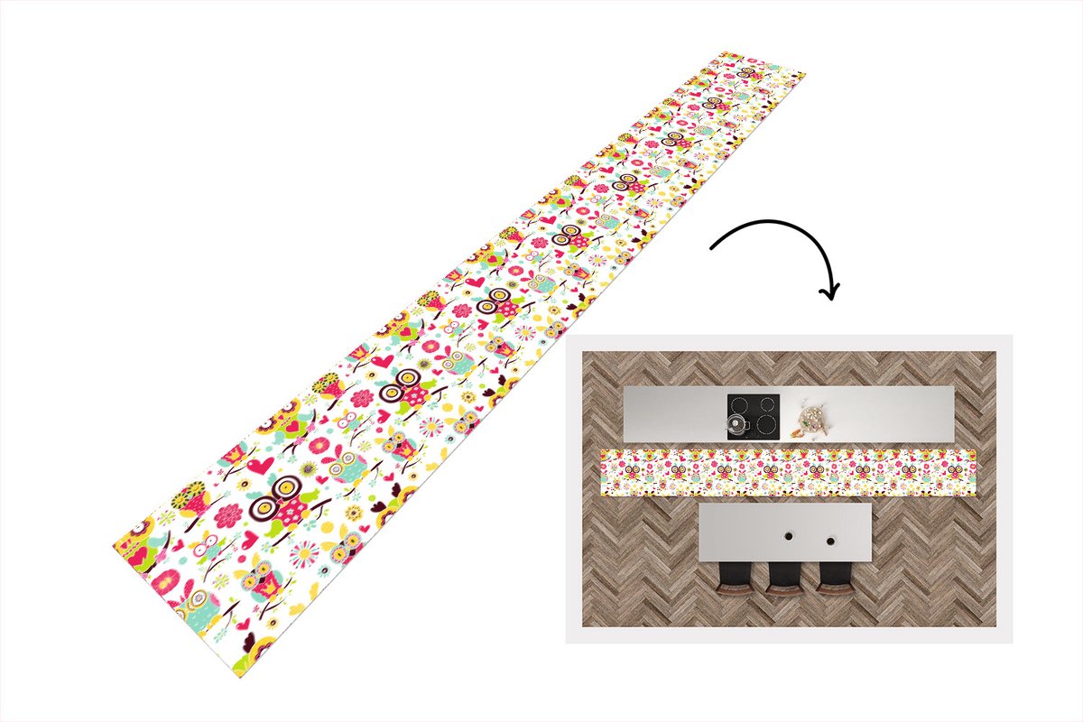 KitchenYeah Keukenloper - Keukenmat - Patronen - Uil - Dieren - Keuken vloerkleed multicolor, foto 3