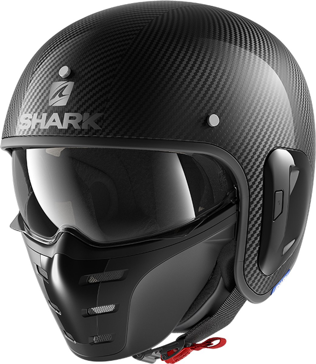 SHARK S-DRAK 2 CARBON SKIN Motorhelm jethelm Carbon Zilver Zwart - Maat S