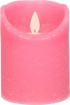 1x Fuchsia roze LED kaarsen / stompkaarsen 10 cm - Luxe kaarsen op batterijen met bewegende vlam