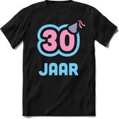 30 Jaar Feest kado T-Shirt Heren / Dames - Perfect Verjaardag Cadeau Shirt - Licht Blauw / Licht Roze - Maat M