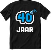40 Jaar Feest kado T-Shirt Heren / Dames - Perfect Verjaardag Cadeau Shirt - Wit / Blauw - Maat M