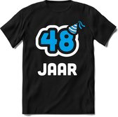 48 Jaar Feest kado T-Shirt Heren / Dames - Perfect Verjaardag Cadeau Shirt - Wit / Blauw - Maat L