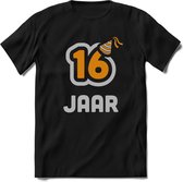 16 Jaar Feest kado T-Shirt Heren / Dames - Perfect Verjaardag Cadeau Shirt - Goud / Zilver - Maat XL