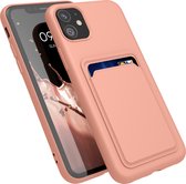 kwmobile telefoonhoesje geschikt voor Apple iPhone 11 - Hoesje met pasjeshouder - TPU case in roze grapefruit