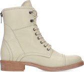 Manfield - Dames - Off white leren veterlaarsjes - Maat 39