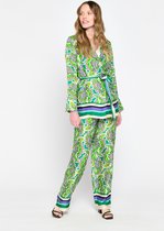 LOLALIZA Satijnen bloemenblazer - F - Lime - Maat L