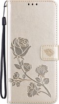 HONOR 50 Lite Hoesje - Mobigear - Flowers Serie - Kunstlederen Bookcase - Goud - Hoesje Geschikt Voor HONOR 50 Lite