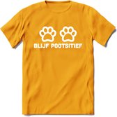 Blijf Poetsitief - Katten T-Shirt Kleding Cadeau | Dames - Heren - Unisex | Kat / Dieren shirt | Grappig Verjaardag kado | Tshirt Met Print | - Geel - XL