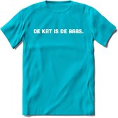 Kattenbaas - Katten T-Shirt Kleding Cadeau | Dames - Heren - Unisex | Kat / Dieren shirt | Grappig Verjaardag kado | Tshirt Met Print | - Blauw - L