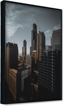 Akoestische panelen - Geluidsisolatie - Akoestische wandpanelen - Akoestisch schilderij AcousticPro® - paneel Skyline Chicago - design 208 - Basic - 60X90 - Wit- Wanddecoratie - wo