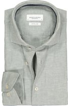 Profuomo slim fit overhemd - Oxford katoen met linnen - groen - Strijkvriendelijk - Boordmaat: 41