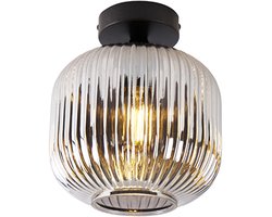 QAZQA karel – Art Deco Plafondlamp – 1 lichts – Ø 200 mm – Zwart – Woonkamer | Slaapkamer | Keuken