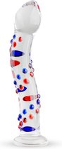 Gildo - Glazen G-Spot/Prostaatdildo No. 3 - Glazen Dildo - Gebogen Schacht - Genopte Structuur - Multi Coloured