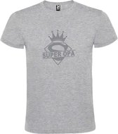 Grijs T shirt met print van "Super Opa " print Zilver size XXXXL