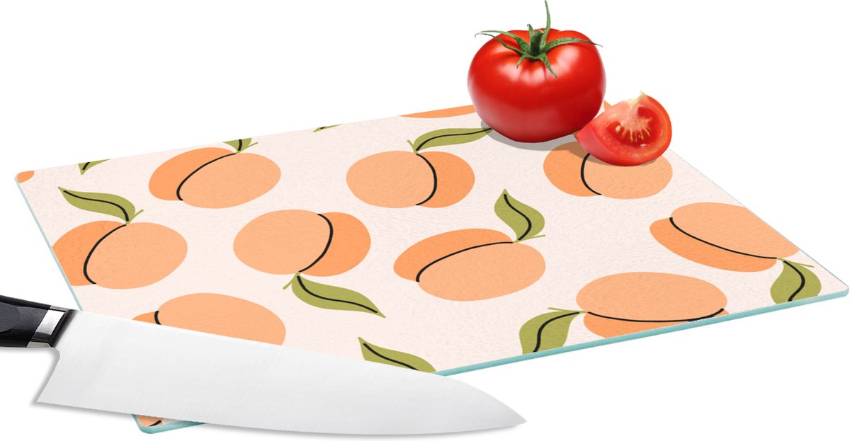 Glazen Snijplank - 28x20 - Fruit - Abrikoos - Zomer - Patronen - Snijplanken Glas