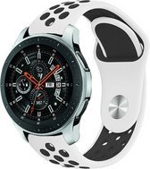 Siliconen Smartwatch bandje - Geschikt voor  Samsung Galaxy Watch sport band 46mm - wit/zwart - Strap-it Horlogeband / Polsband / Armband