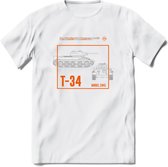 T-34 tank leger T-Shirt | Unisex Army Tank Kleding | Dames / Heren Tanks ww2 shirt | Blueprint | Grappig bouwpakket Cadeau - Wit - L